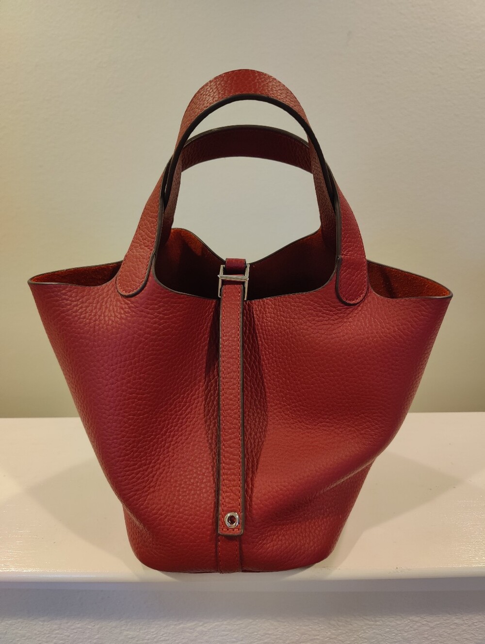 Burgundy Maroon Red Genuine Leather Top Handle Bag
